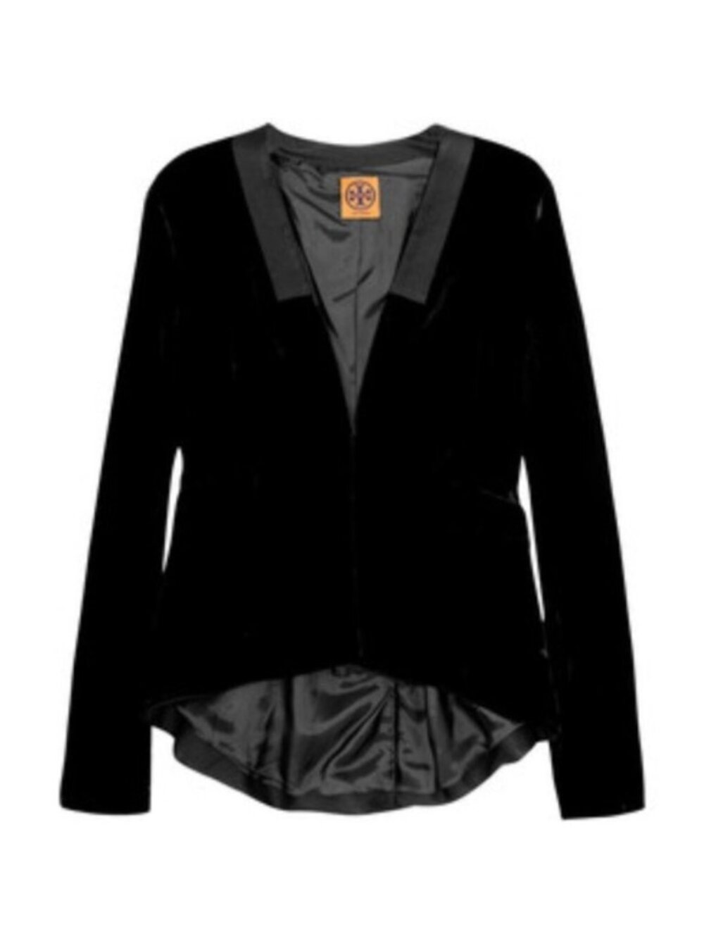 Tory Burch Rodia Grosgrain trim Velvet Black Collarless Flap Pockets size 8